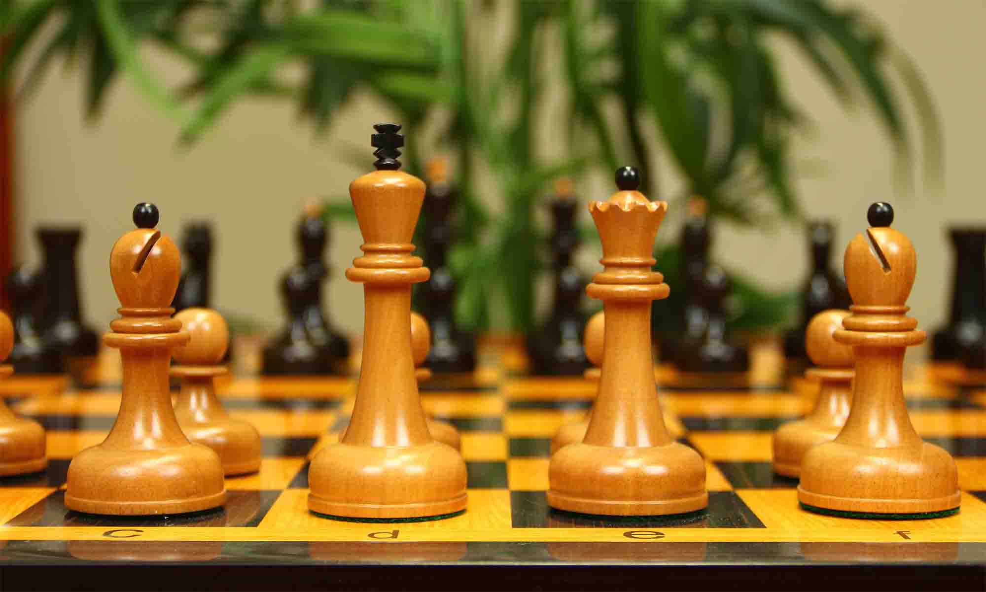 1962 Soviet Championship Historical Reproduced Tal Chess set 4" - Antiqued Boxwood and Ebony