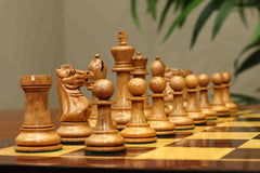 17th Olympiad Havana 1966 Circa Reproduction 3.78" Staunton Chessmen Distressed/Mahogany Stained Boxwood