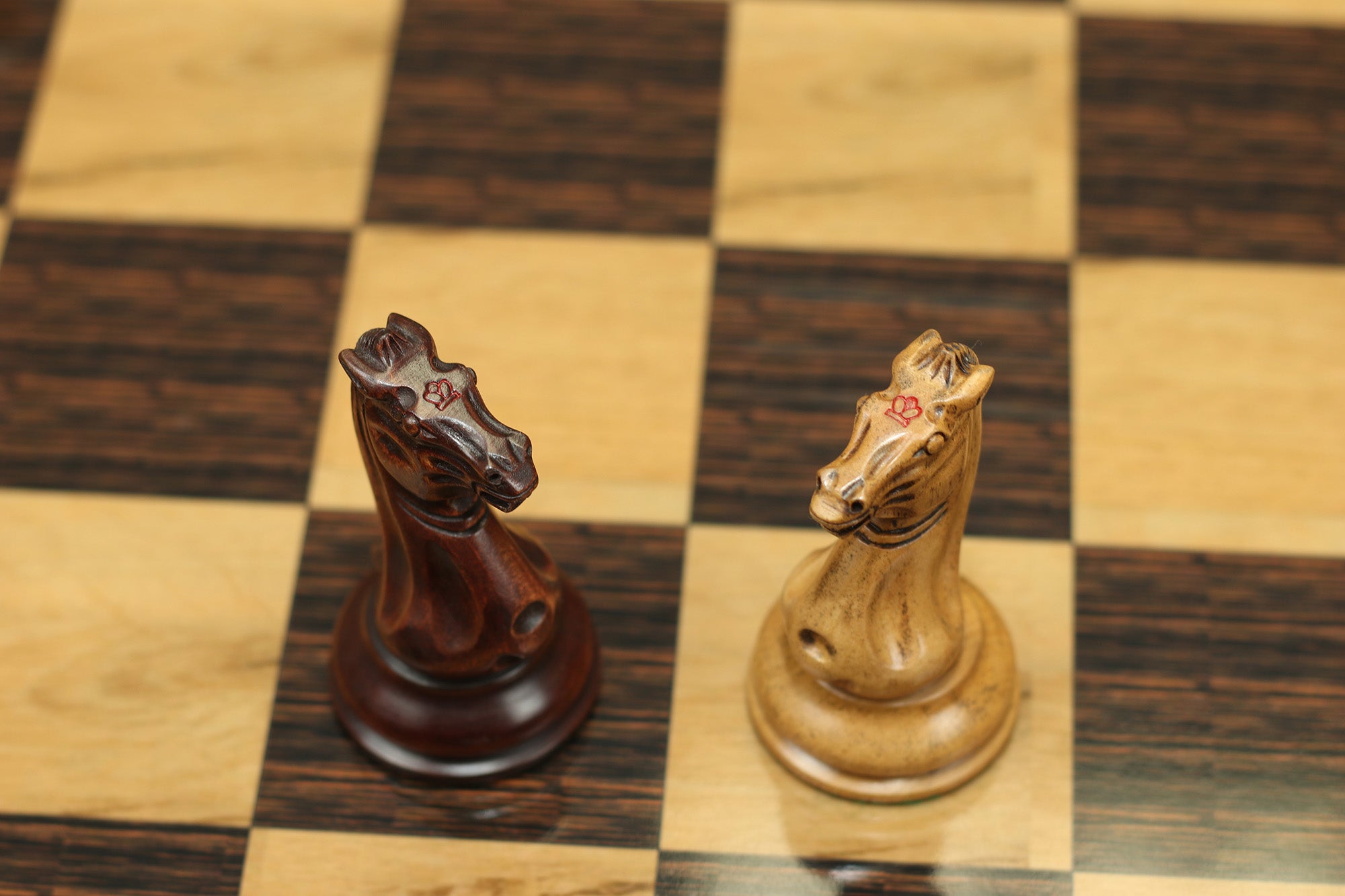 Morphy  Cooke 1849-50 Vintage 4.4" Reproduction Chess Set in Distressed Antique/Mahogany Stained Boxwood