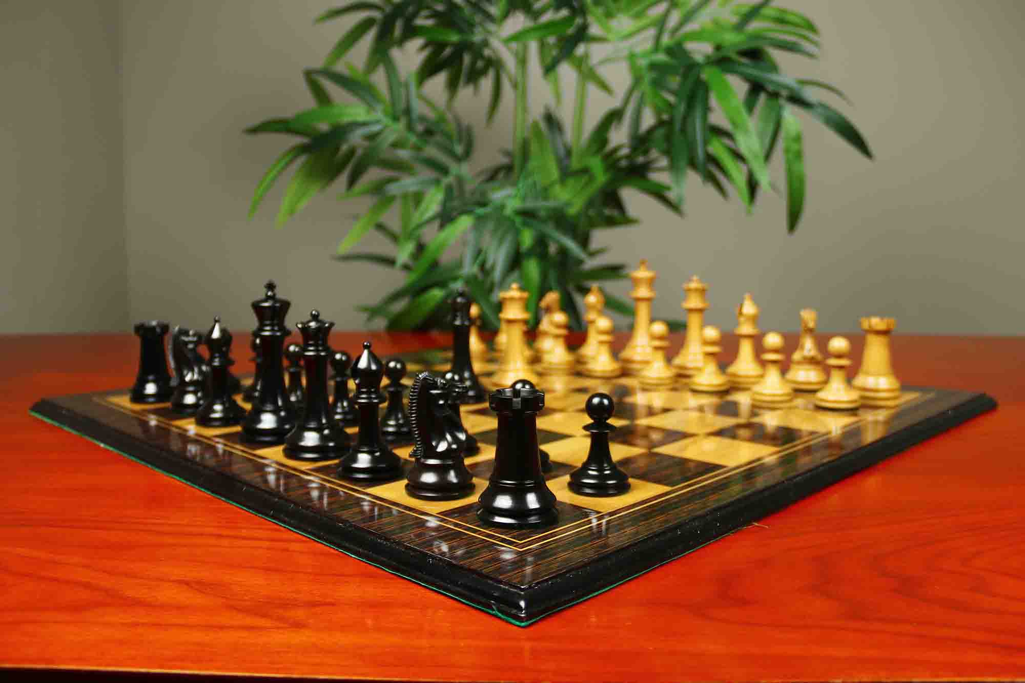 1851-52 Early 2880 Jaques of London Reproduced Vintage 4.4" Chess set Distressed Boxwood/Ebony Wood wood