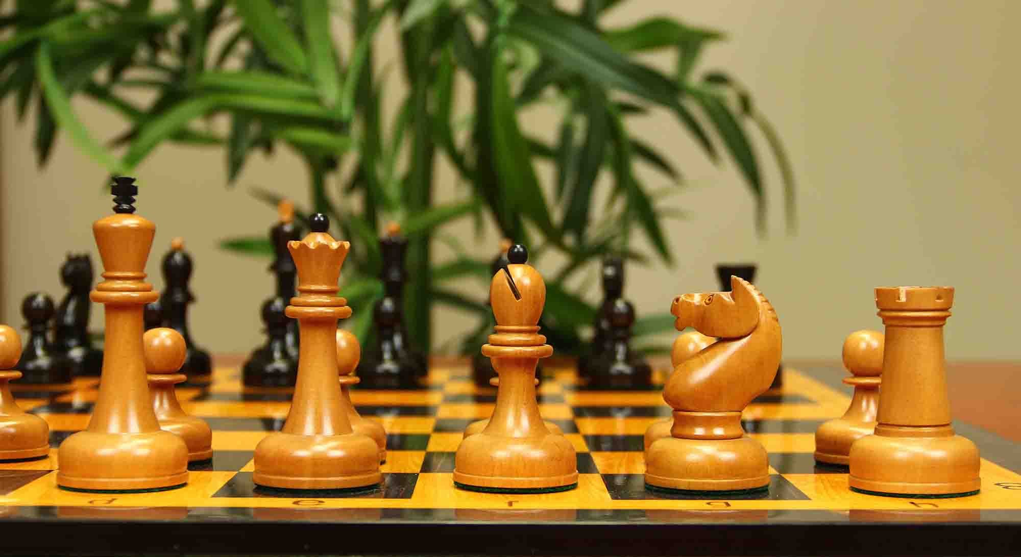 1962 Soviet Championship Historical Reproduced Tal Chess set 4" - Antiqued Boxwood and Ebony