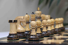 Leningrad Series 4" Luxury Staunton Chess Set in Lacquered Black Burnt Boxwood