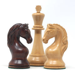 Piatigorsky 1963 Reproduction Staunton 4.5" Chess Pieces Mahogany Gilded/Natural Boxwood