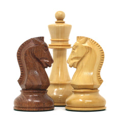 Dubrovnik 1950 Vintage Reproduction 3.75" Chess set in Natural Boxwood & Golden Rosewood