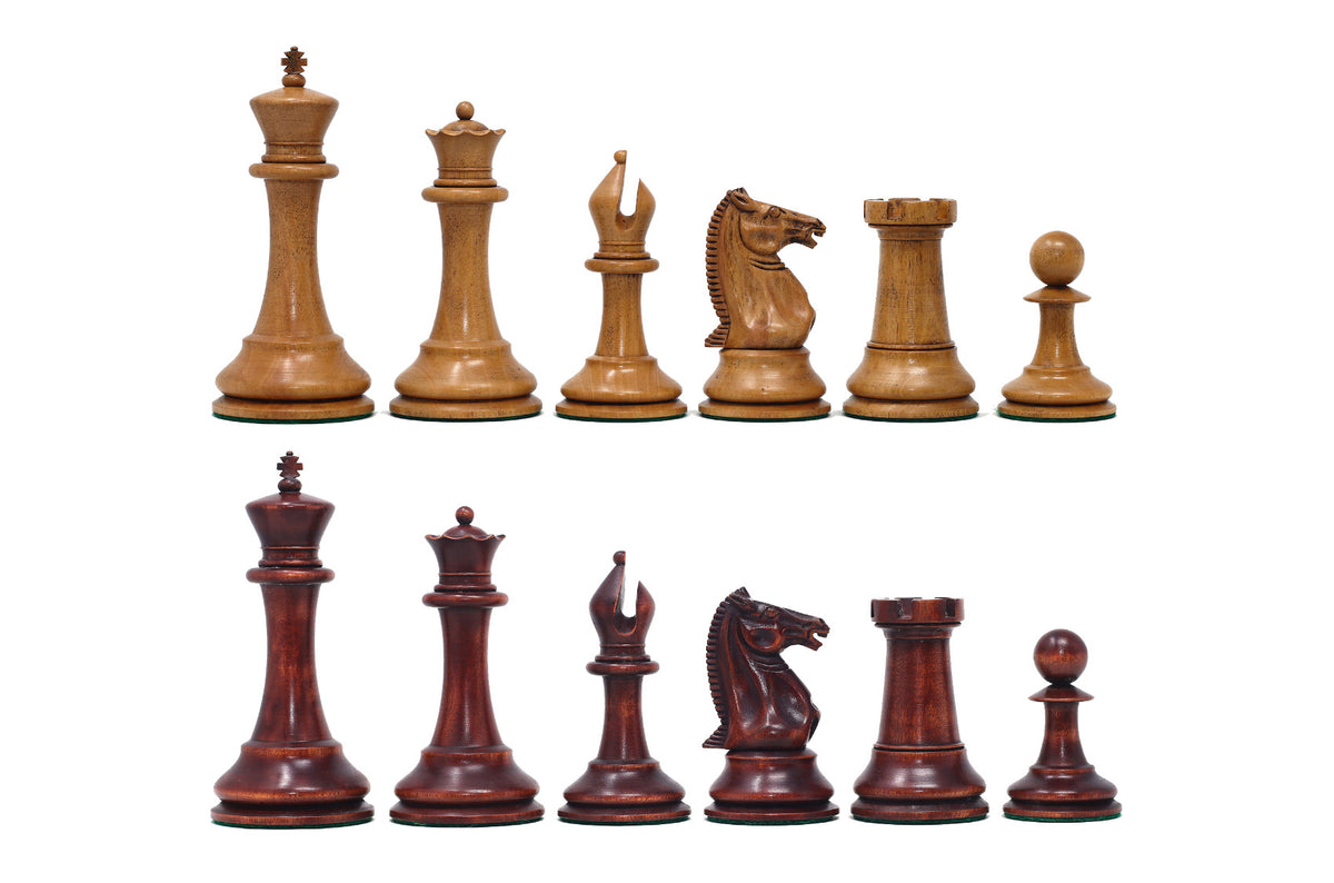 1851-52 Early 2880 Jaques of London Reproduced Vintage 4.4" Chess set Distressed/Mahogany Stained Boxwood wood