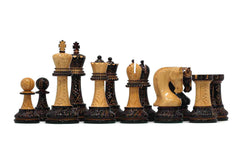 Leningrad Series 4" Luxury Staunton Chess Set in Lacquered Black Burnt Boxwood