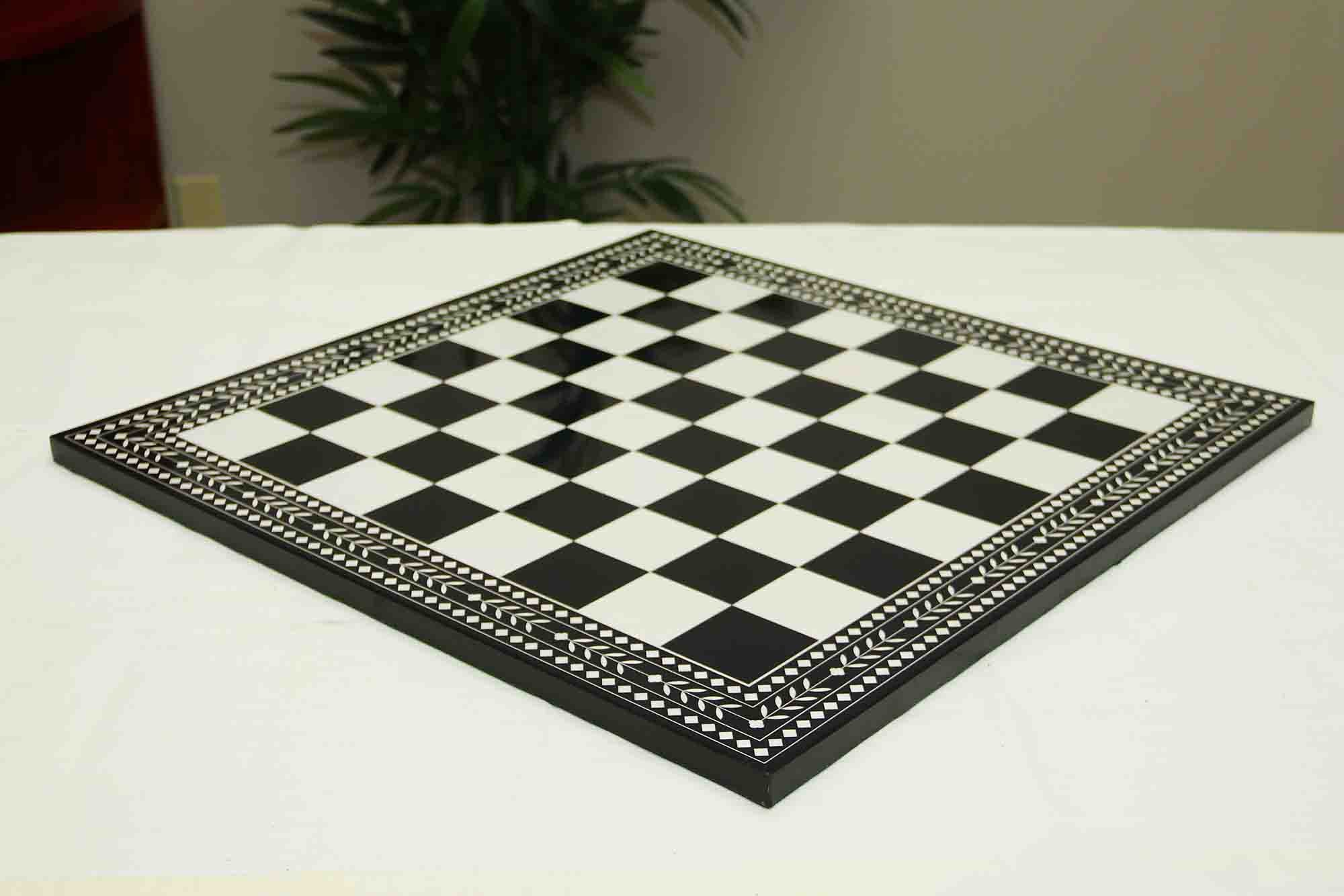 Artistry Chess Board Square size 2.5" X 2.5" Black and White in Glossy Finish for 4.25" to 4.5"  Chess Set