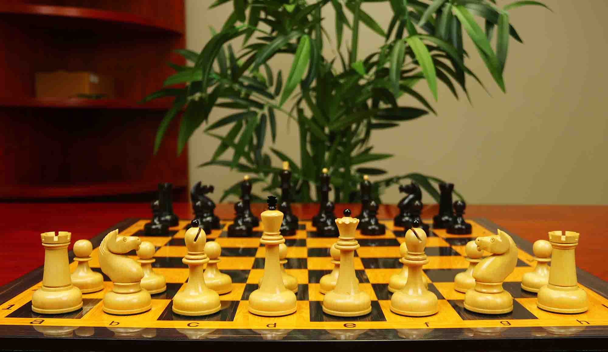 1962 Soviet Championship Historical Reproduced Tal Chess set 4" - Natural Boxwood and Eboony