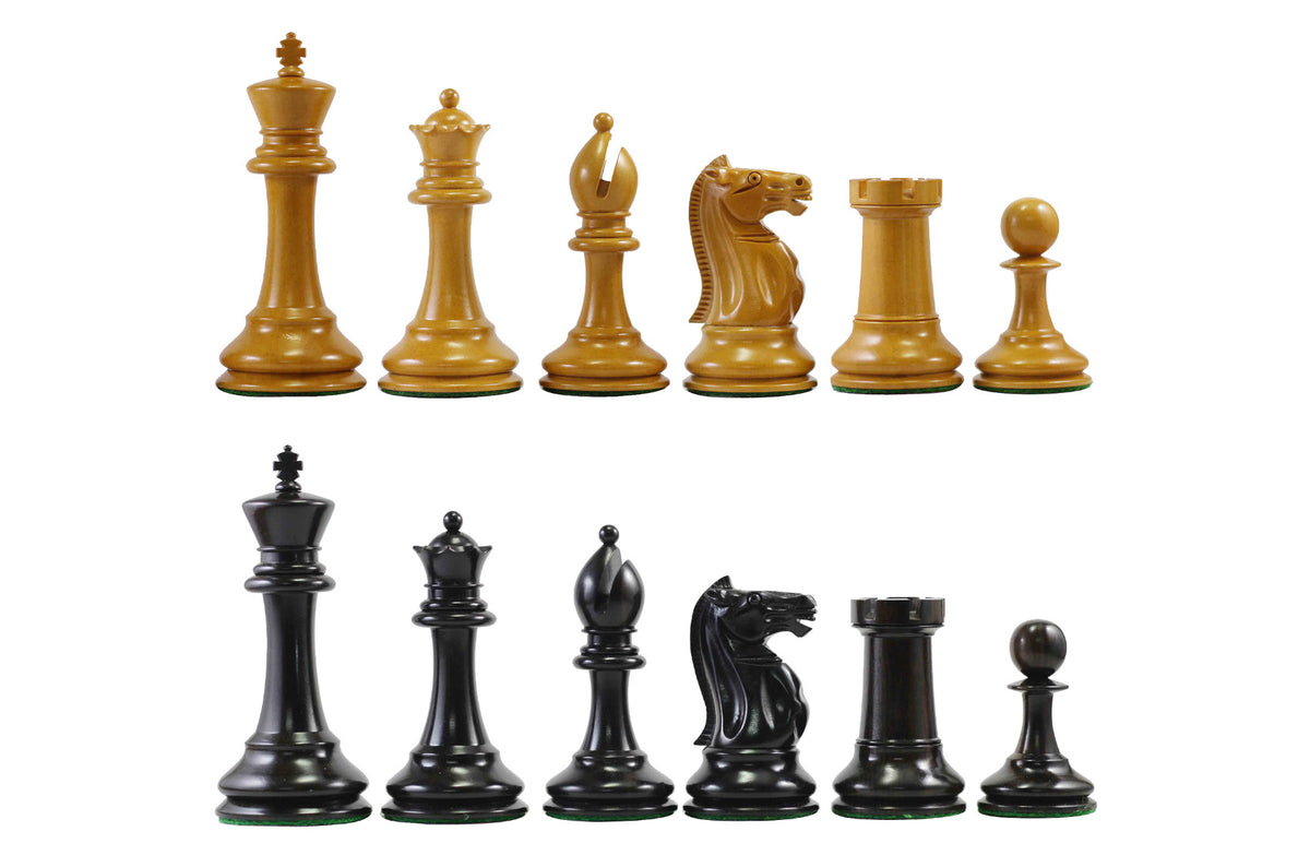 1921 Edition Vintage 4" Reproduction Antiqued wood and Ebony Chessmen