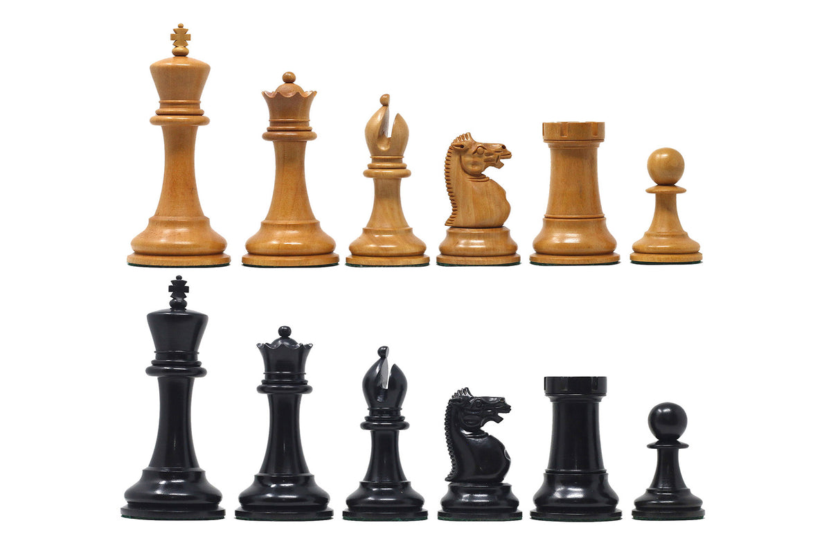 The Jaques Tournament Anderssen “Drop-Jaw” Replica Chessmen Original Vintage Look & Ebony – 4.4" King