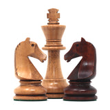 Henri Chavet Reproduced Chess Set in Distressed and Mahogany Stained Boxwood- 3.75" King Height