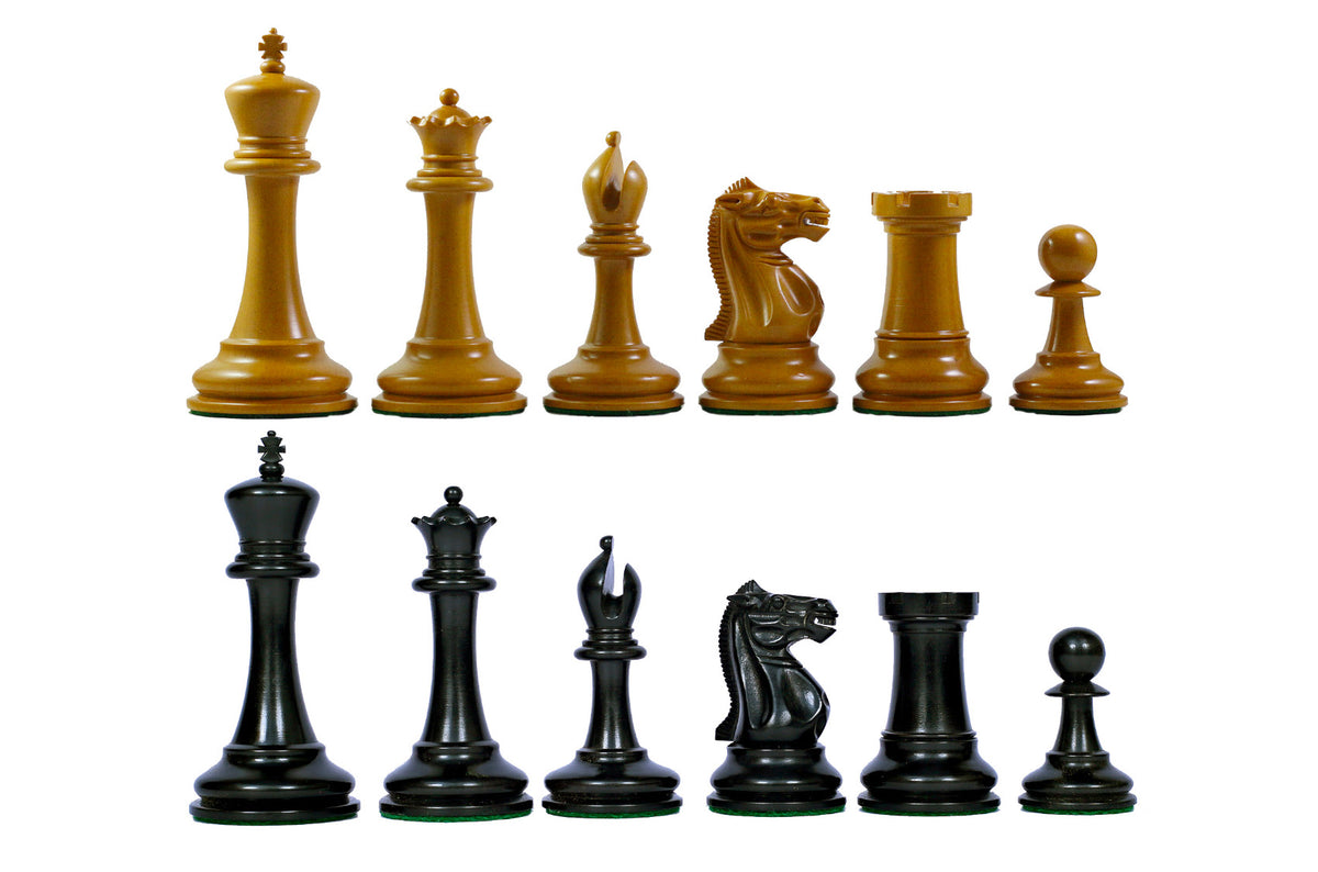 Emil Kemacny 1892-93 Reproduction Staunton Chessmen in Antiqued Boxwood/Ebonised