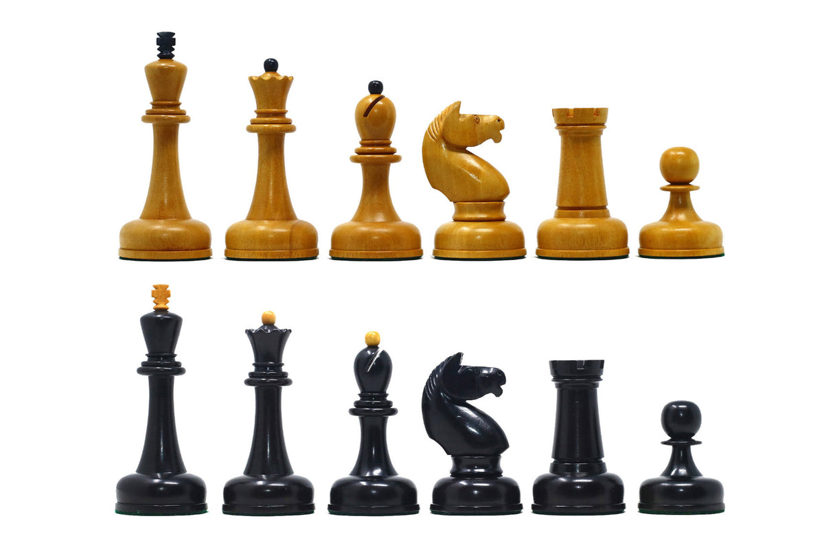 1962 Soviet Championship Historical Reproduced Tal Chess set 4" - Antiqued Boxwood and Ebony