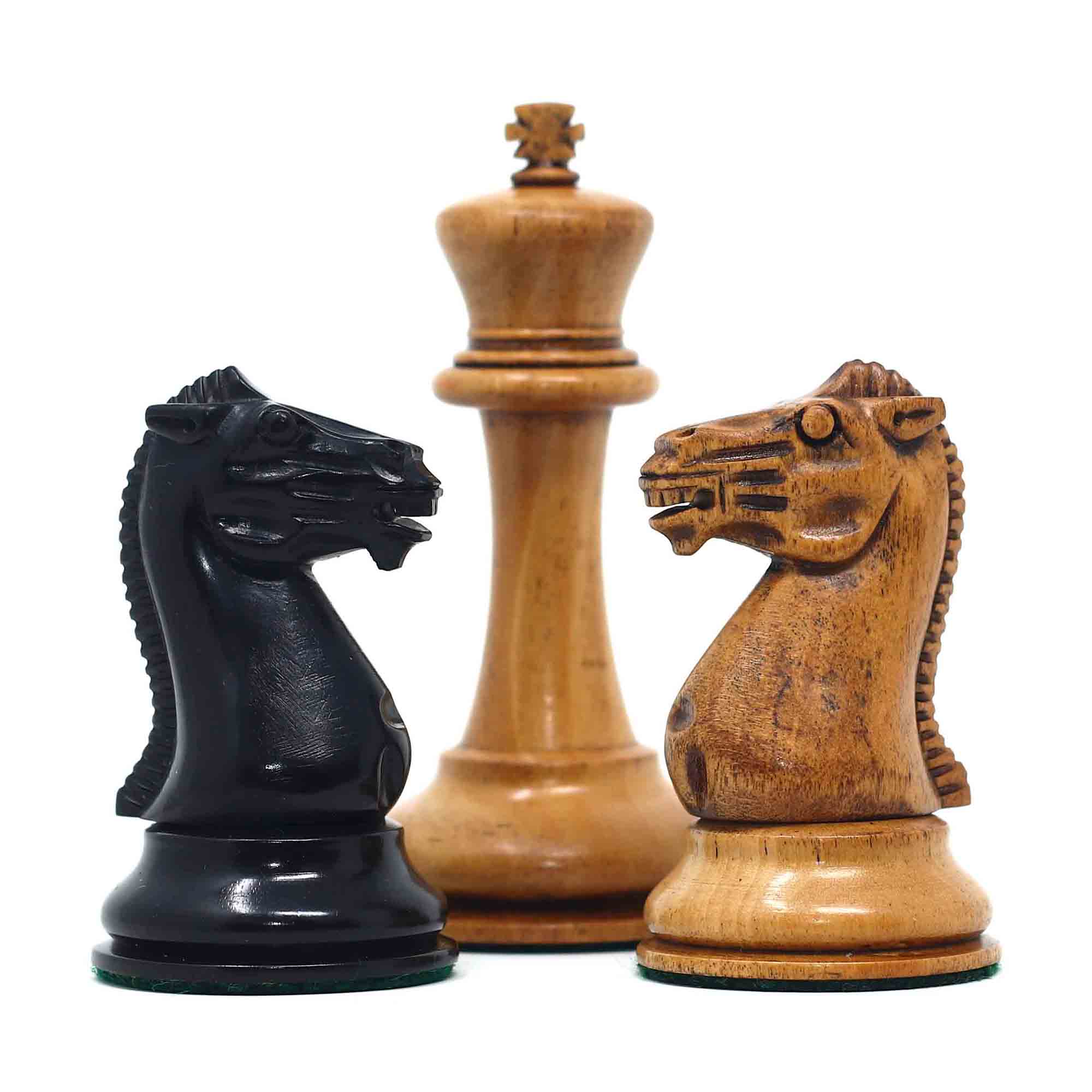 Walter Grimshaw 1854 Circa Reproduction Staunton Distressed Antiqued/Ebony Chess Set