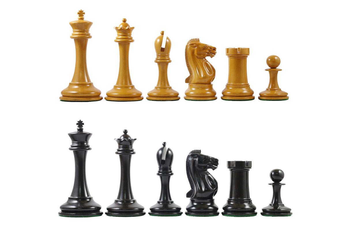 B & Company Antique Reproduction Chess Set in Antiqued Box wood & Ebony wood