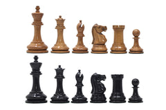 Jaques Zukertort 1875 Reproduction Library 3.5" Chessmen in Distressed Boxwood/Ebony