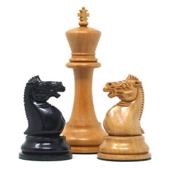 The Jaques Tournament Anderssen “Drop-Jaw” Replica Chessmen Original Vintage Look & Ebony – 4.4" King