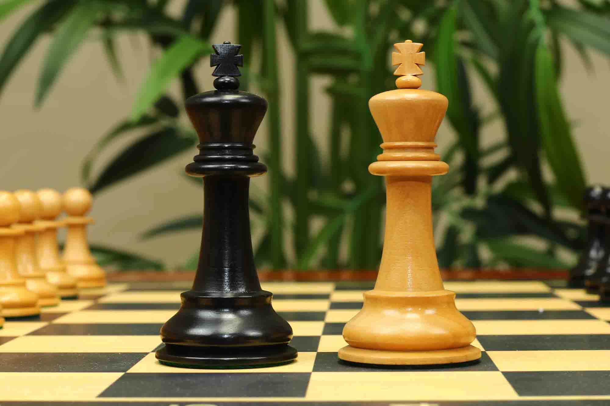 17th Olympiad Havana 1966 Circa Reproduction 3.78" Staunton Chessmen Natural/Ebonised Boxwood