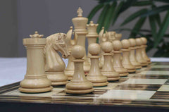 Grand Collection Signature Series Luxury Staunton Chess Pieces in Ebony and Boxwood: King Size 4.4"