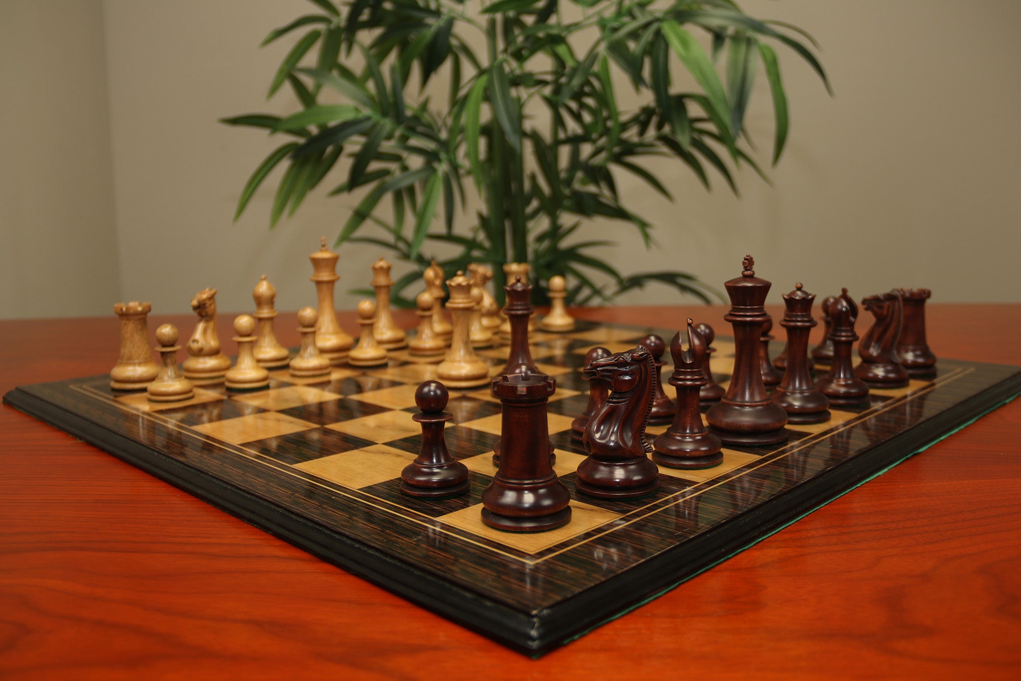 Morphy  Cooke 1849-50 Vintage 4.4" Reproduction Chess Set in Distressed Antique/Mahogany Stained Boxwood