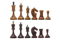 Soviet USSR Moscow 1925 Historical Reproduced 4" Chess set in Mahogany Gilded & Distressed Antiqued Boxwood