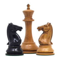 1851-52 Early 2880 Jaques of London Reproduced Vintage 4.4" Chess set Distressed Boxwood/Ebony Wood wood