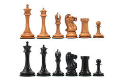 B & Company Reproduced Staunton 4.4" Chess Set in Distressed Boxwood and Ebony