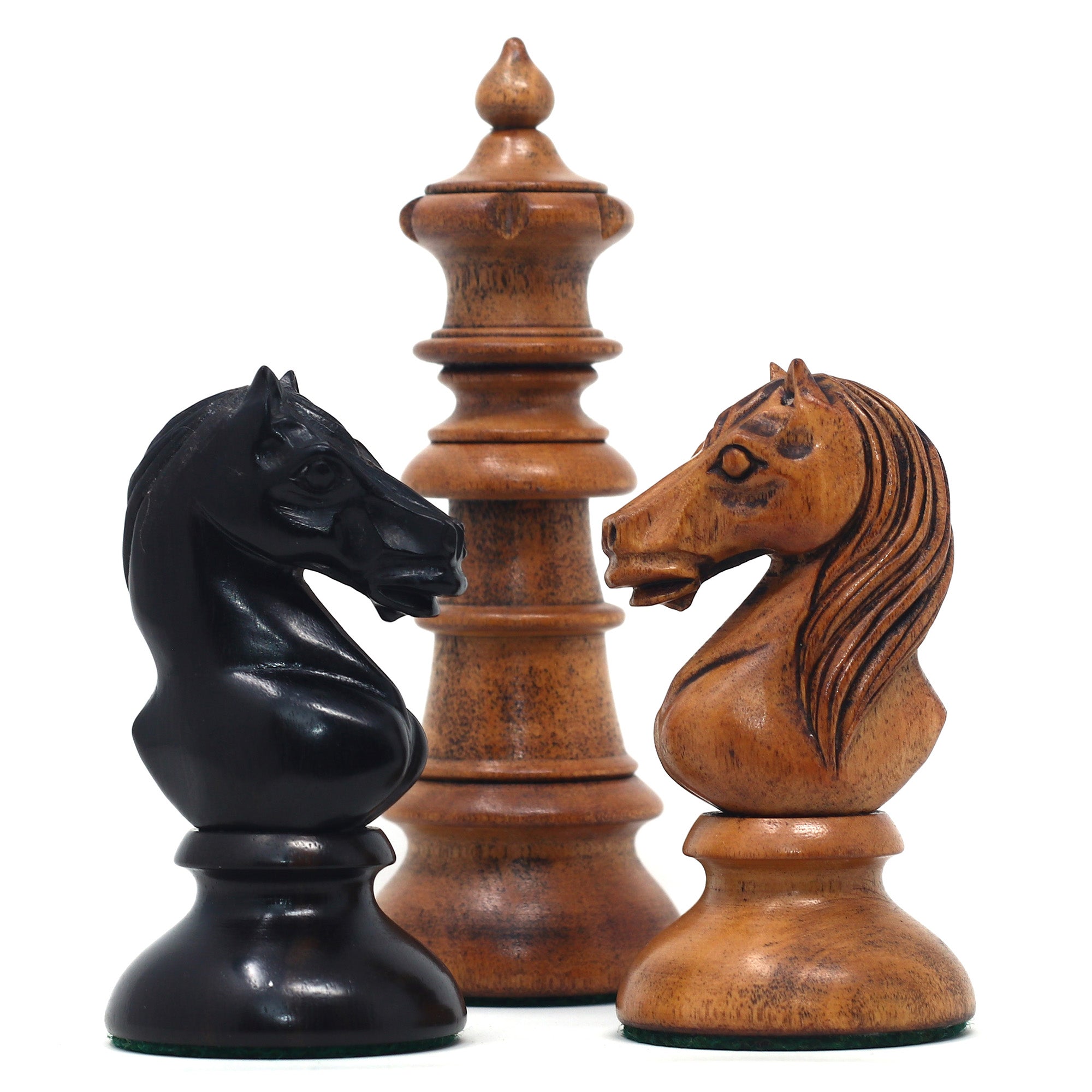 Early Old Vienna Style Coffee House 1900 Reproduction 4.5" Distressed Boxwood/Ebony Wood Chess set