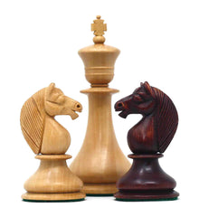 1830 Dublin Style Reproduced Historical Chess Set - 3.75" King Height in Natural & Mahogany Stained Boxwood