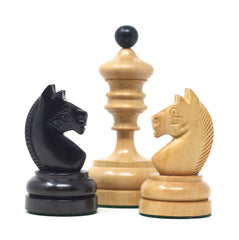 Reproduction Vintage 1930 German Knubbel 3.5" Chess Set in Natural & Ebonised Box wood