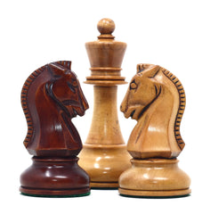Dubrovink Series 1950 Vintage Reproduction 3.75" Distressed/Mahogany Gilded Boxwood Chess Set