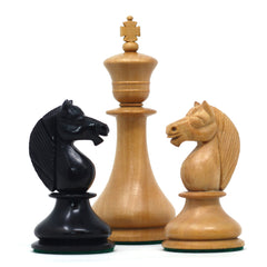 1830 Dublin Style Reproduced Historical Chess Set - 3.75" King Height in Natural Boxwood & Ebony Wood