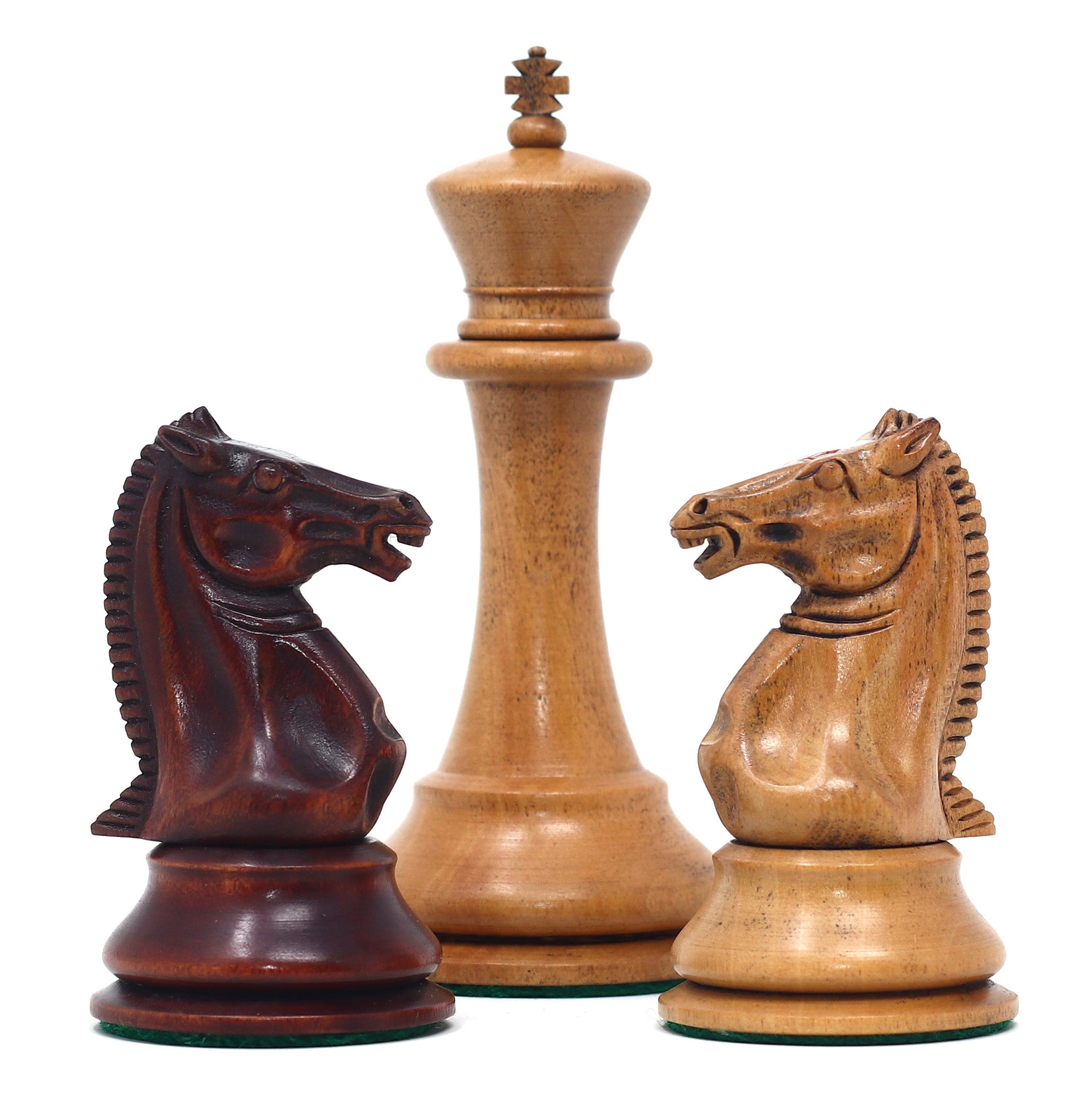 1851-52 Early 2880 Jaques of London Reproduced Vintage 4.4" Chess set Distressed/Mahogany Stained Boxwood wood