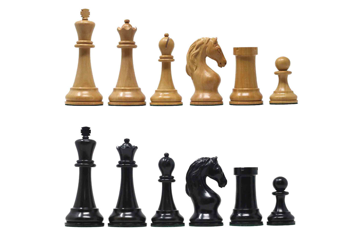 Piatigorsky 1963 Reproduction Staunton 4.5" Chess Pieces Ebony/Natural Boxwood