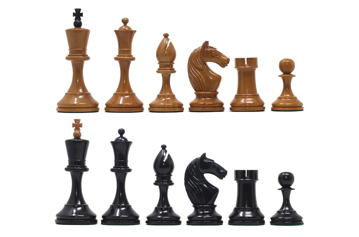 Soviet USSR Moscow 1925 Historical Reproduced 4" Chess set in Ebony & Lacquered Antique Boxwood