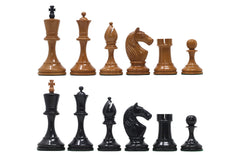 Soviet USSR Moscow 1925 Historical Reproduced 4" Chess set in Ebony & Lacquered Antique Boxwood
