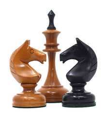 Soviet USSR 1970 Reproduced 4" Chess set in Ebony and Antiqued Boxwood