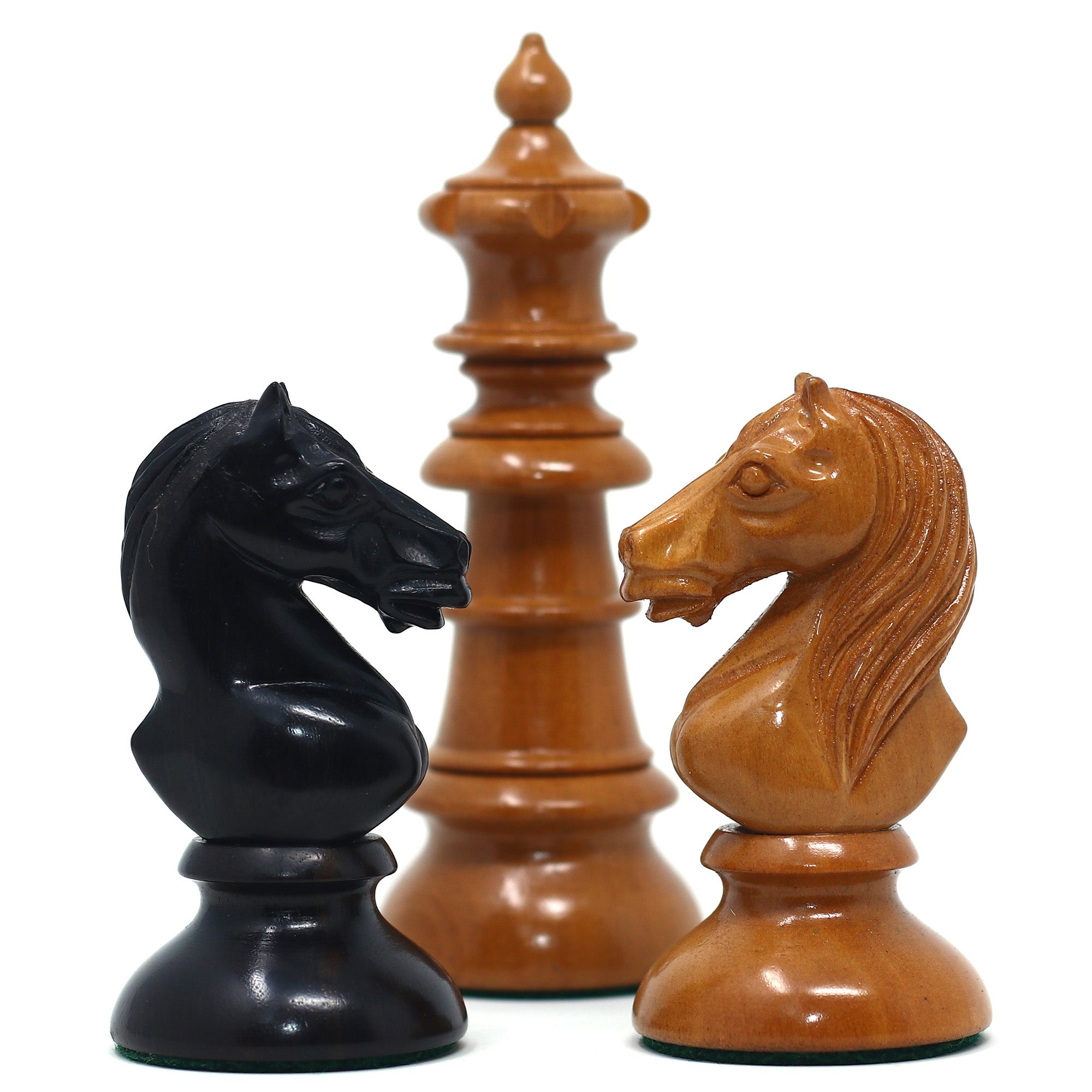 Early Old Vienna Style Coffee House 1900 Reproduction 4.5" Antiqued Boxwood/Ebony Wood Chess set