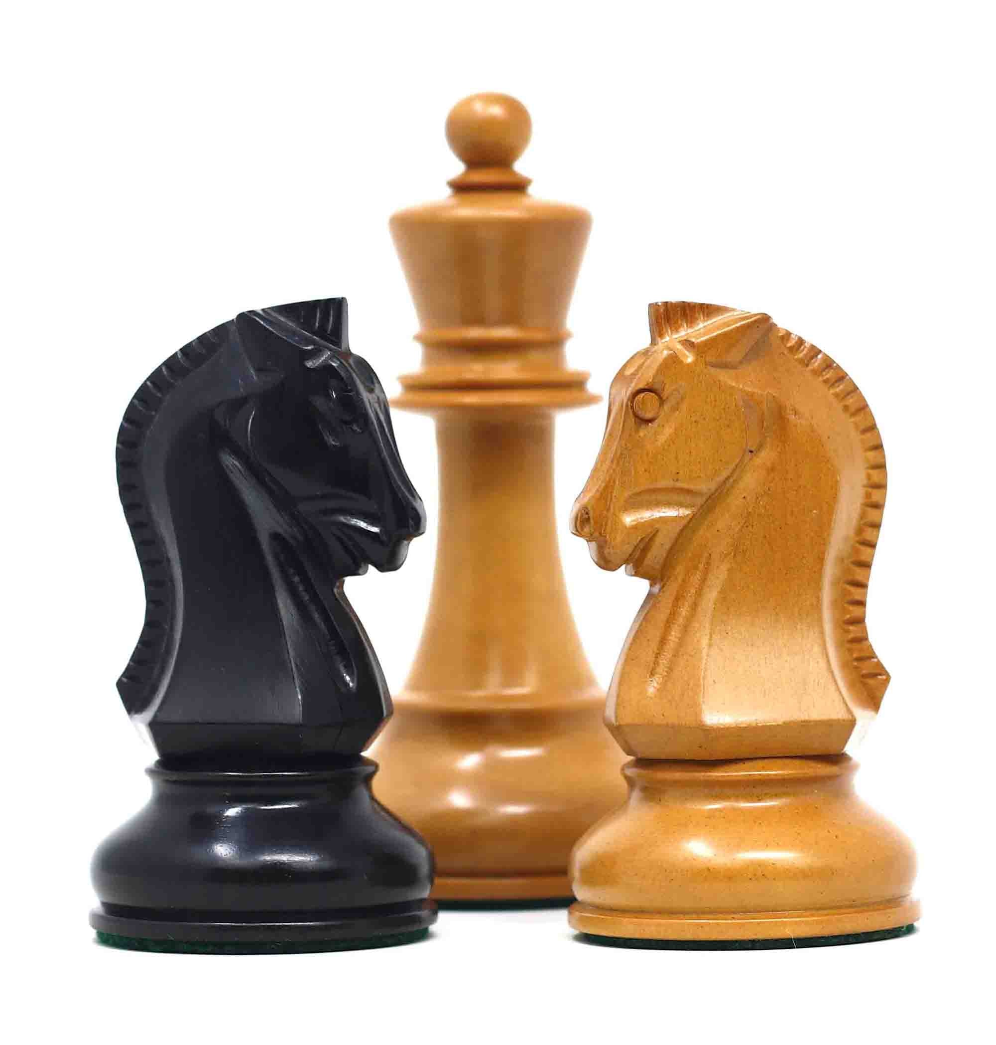 Dubrovnik 1950 Vintage 3.75" Reproduced Chess Set in Ebony & Antiqued Boxwood