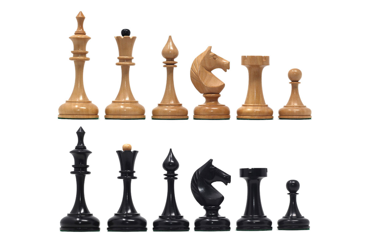 Soviet USSR 1970 Reproduced 4" Chess set in Ebony and Natural Boxwood