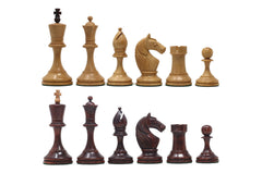 Soviet USSR Moscow 1925 Historical Reproduced 4" Chess set in Mahogany Gilded & Natural Boxwood