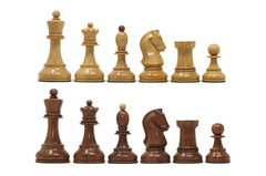 Dubrovnik 1950 Vintage Reproduction 3.75" Chess set in Natural Boxwood & Golden Rosewood