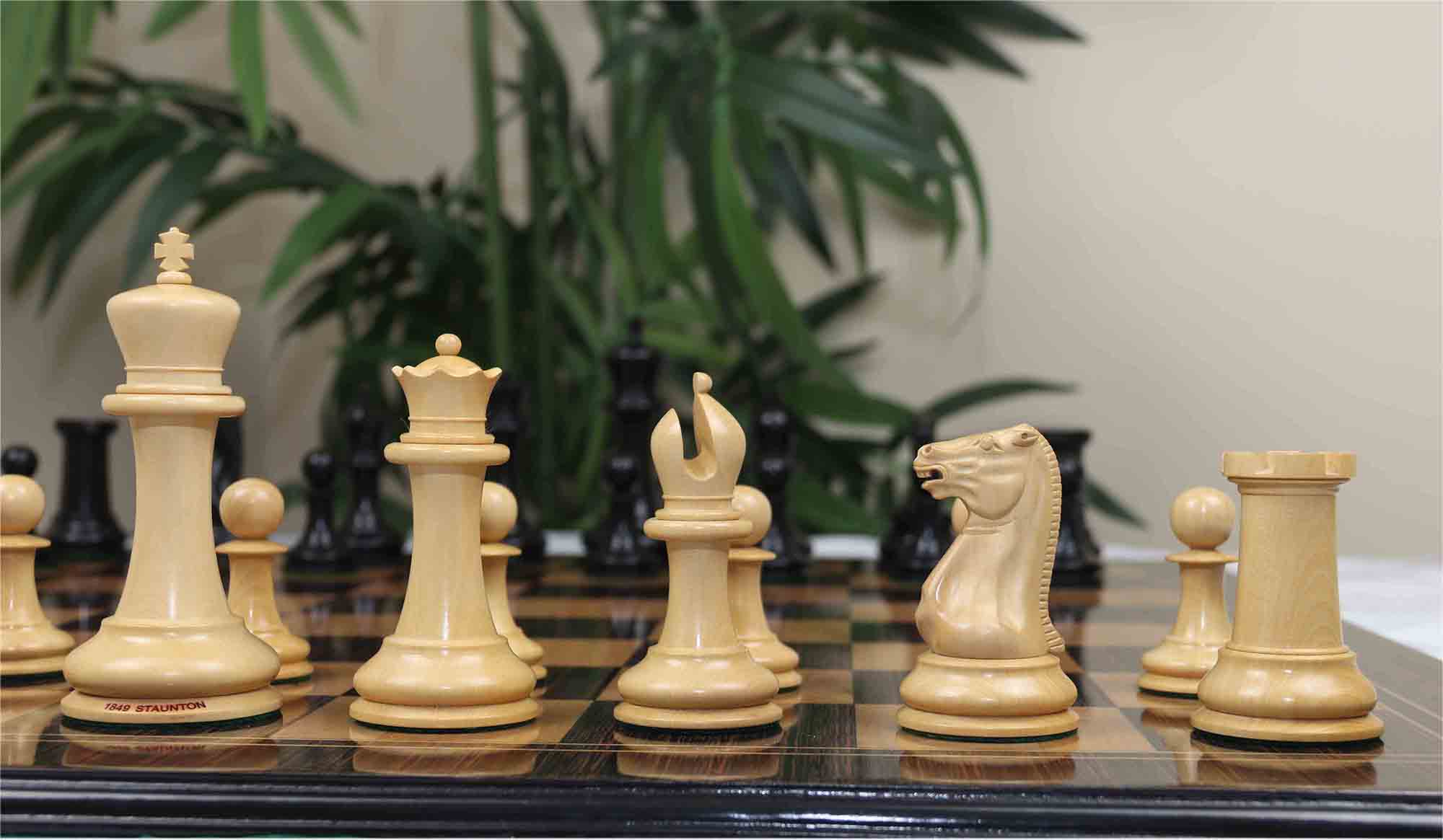 1849 Early Version Reproduced 4.4" Chess Set in Natural Boxwood/Ebony