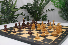 Reproduction Vintage 1930 German Knubbel 3.5" Chess Set in Antiqued & Mahogany Gilded Box wood