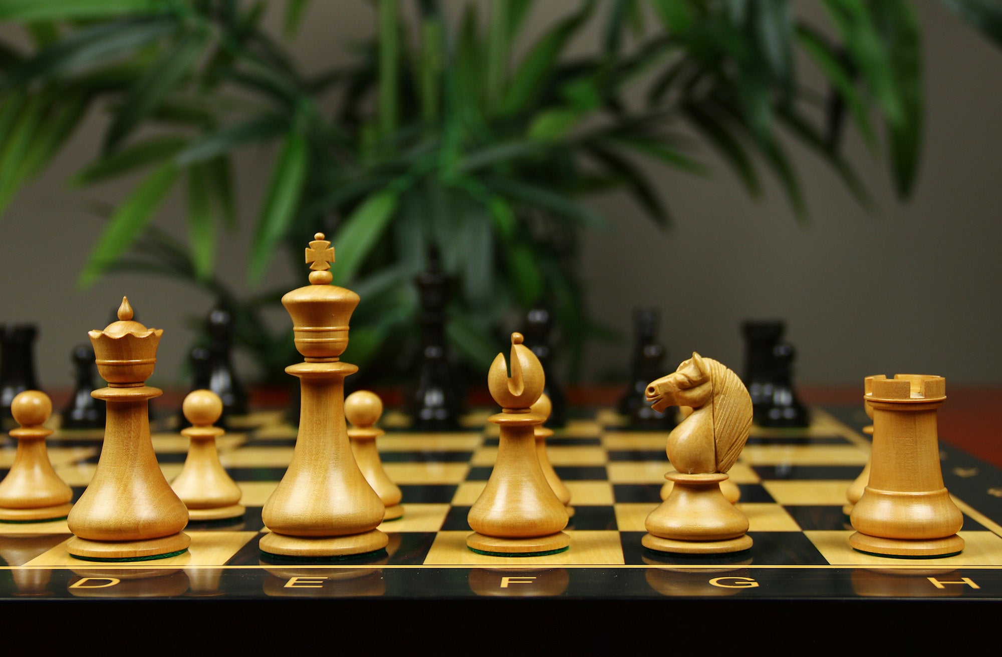 1830 Dublin Style Reproduced Historical Chess Set - 3.75" King Height in Natural Boxwood & Ebony Wood