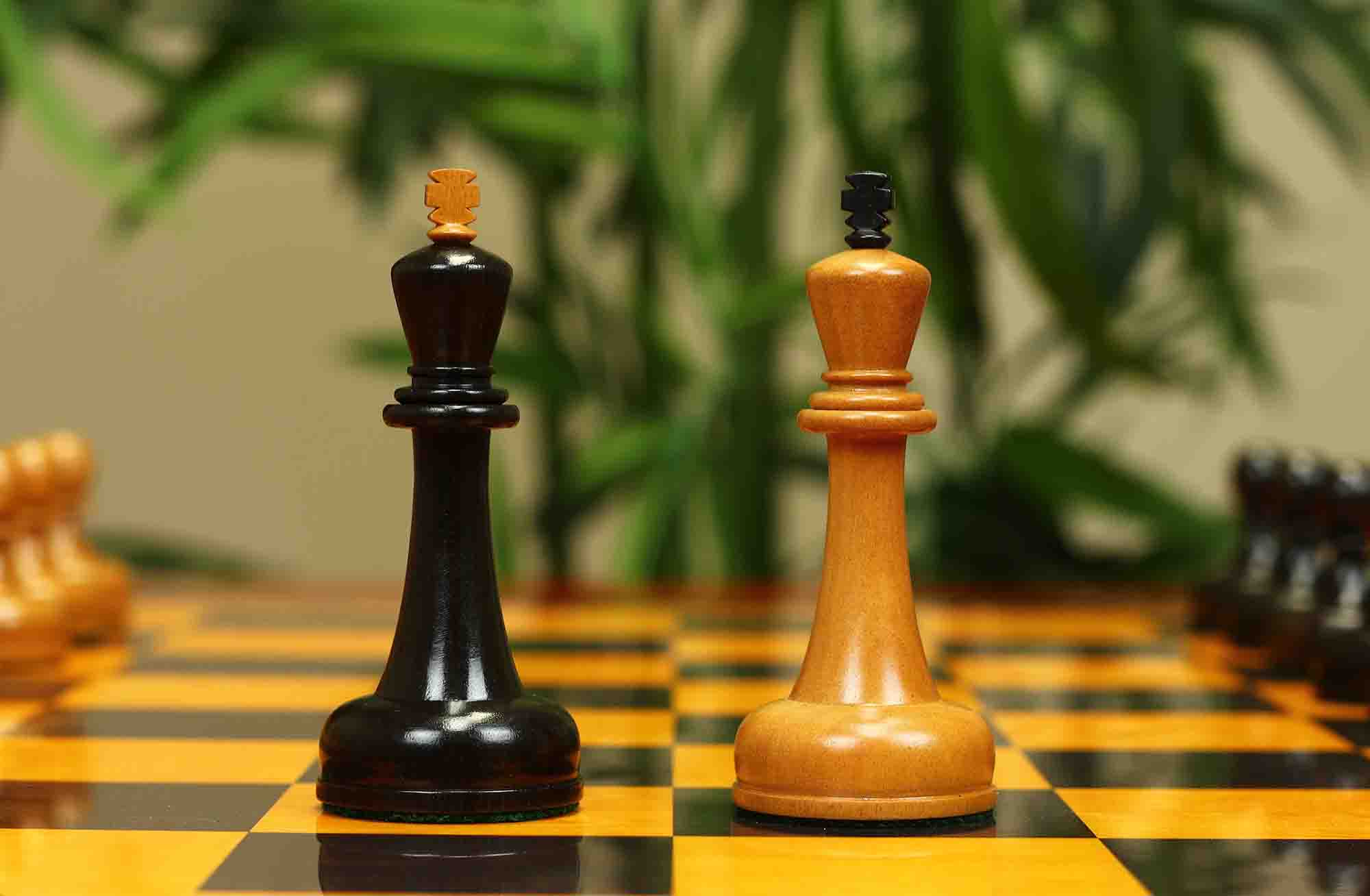 1962 Soviet Championship Historical Reproduced Tal Chess set 4" - Antiqued Boxwood and Ebony