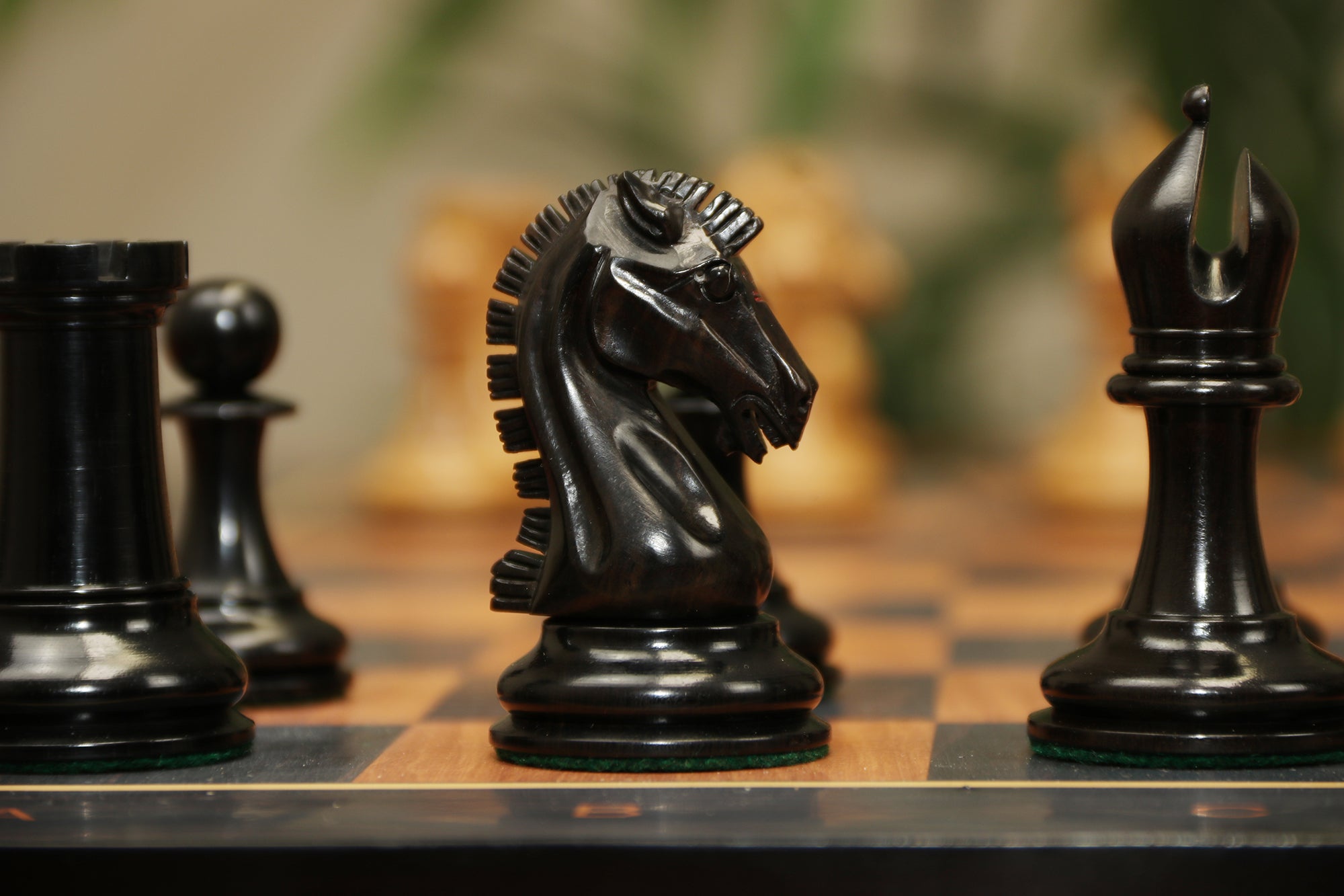 Commemorative Signature Series 3.625" Staunton Chessmen by in Distressed Boxwood/Ebony