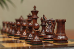 1850-55 Reproduced Staunton 4.4" Mahogany Stained / Antiqued Boxwood Chess Pieces