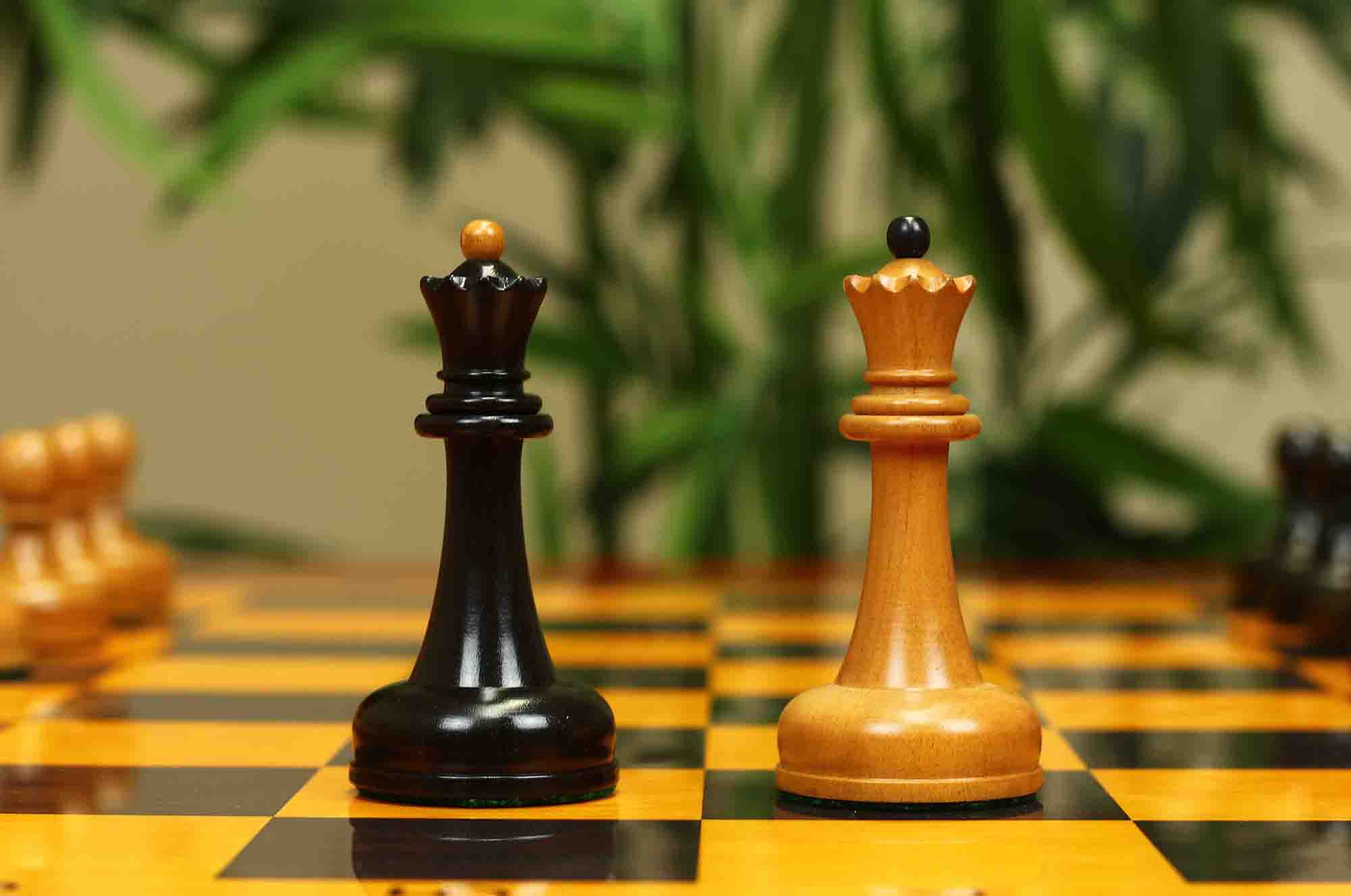 1962 Soviet Championship Historical Reproduced Tal Chess set 4" - Antiqued Boxwood and Ebony