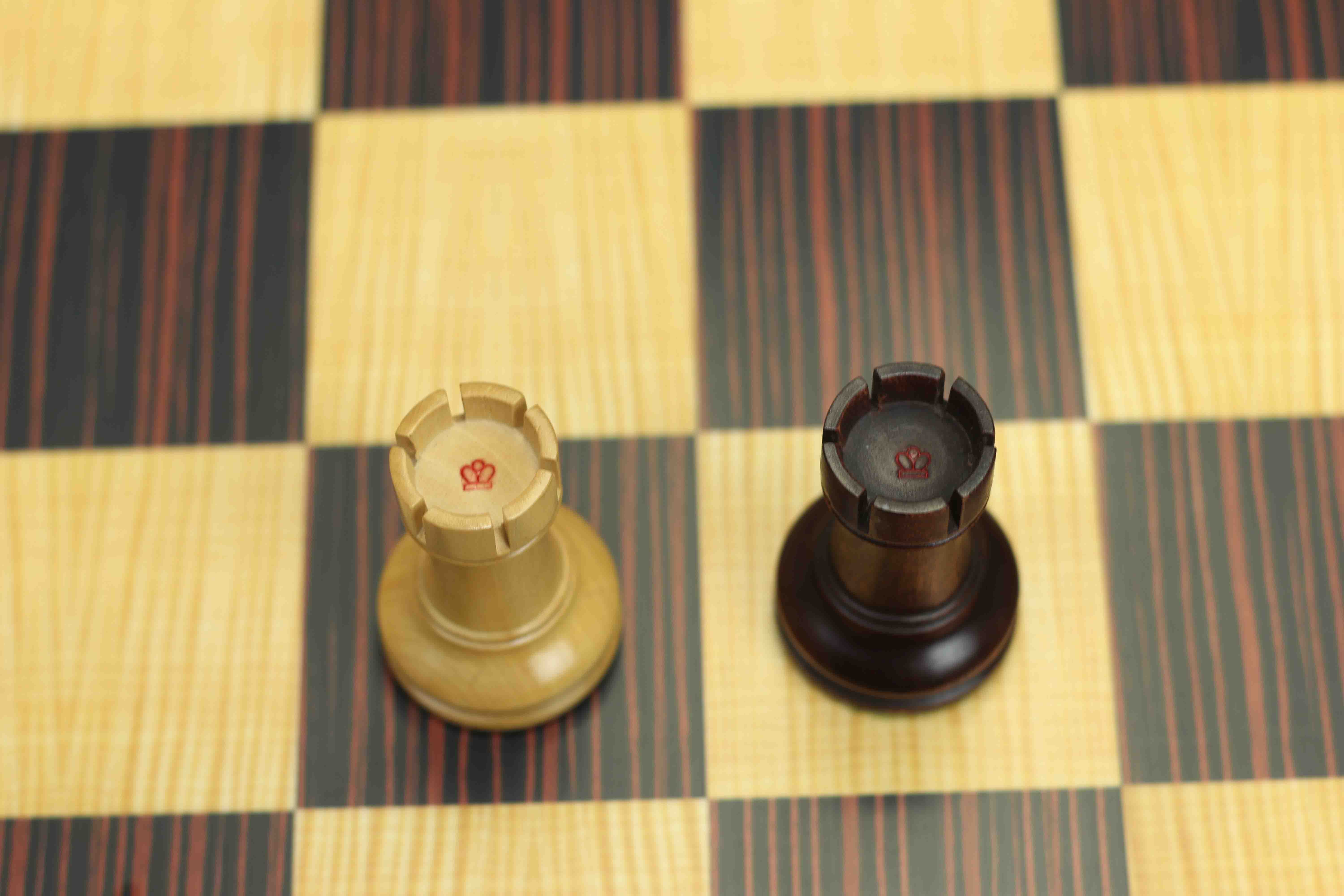 Fischer-Spassky / 1972 World Championship 3.75" Natural Boxwood/Mahogany Stained Chessmen